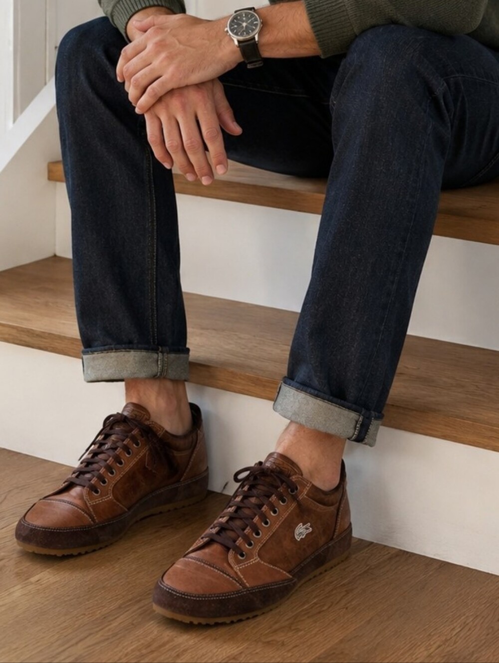 Lacoste Ortai 4 SRM Leather & Suede sneakers Brown 10.5